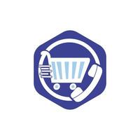 Shopping call vector logo design template illustration. Shopping cart and handset icon.