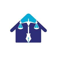 vector del logotipo de la ley con equilibrio judicial simbólico de la escala de justicia en un plumín. vector de logotipo para la ley, la corte, los servicios de justicia y las empresas.