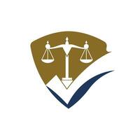 WebLaw firm vector logo design. Law scale with check sign icon vector design.