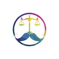 Strong law vector logo design concept. Scale and mustache icon vector design.