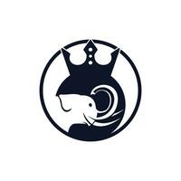 Elephant king vector logo design. Elephant with crown icon template.