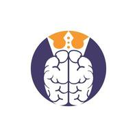 diseño de logotipo de vector de rey inteligente. cerebro humano con diseño de icono de corona.