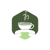 diseño de logotipo de vector de llamada de café. icono de auricular y taza.