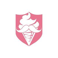 Mister ice cream vector logo design. Ice cream with mustache icon logo design.