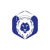 Lion Student vector logo design. Lion academy logo concept.