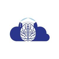 Brain and graduation cap with cloud icon design. Educational and institutional logo design. vector