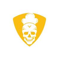 Skull chef vector logo design template. Vector graphics of skull head chef hat combination.