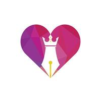 King pen vector logo design. Royal Pen crown Logo design vector template.