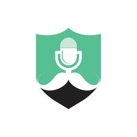 Gentleman podcast logo design template. Mustache podcast icon. vector