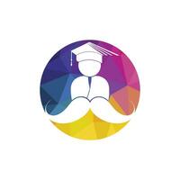 fuerte educación logo diseño modelo. estudiante con Bigote icono diseño. vector