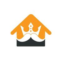 diseño del logotipo del vector del rey del bigote. elegante logotipo de corona de bigote con estilo.