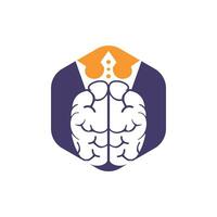 Smart king vector logo design. Human brain with crown icon design.