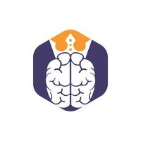 diseño de logotipo de vector de rey inteligente. cerebro humano con diseño de icono de corona.