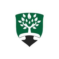 diseño de logotipo de vector de llamada de naturaleza. plantilla de diseño de icono de árbol de mano y auricular.