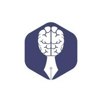 Brain pen vector logo design template. Smart creative education logo concept.