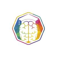 Brain and graduation cap icon design. Educational and institutional logo design. vector