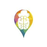 concepto de diseño de logotipo de vector de chef inteligente. icono de cerebro y sombrero de chef.