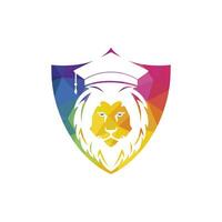 Lion Student vector logo design. Lion academy logo concept.