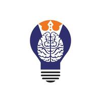 Smart king vector logo design. Human brain with crown icon design.
