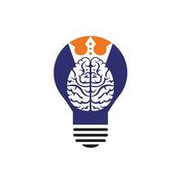 diseño de logotipo de vector de rey inteligente. cerebro humano con diseño de icono de corona.