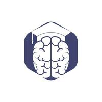 Brain and graduation cap icon design. Educational and institutional logo design. vector