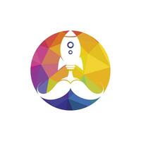 Mustache rocket vector logo design template.