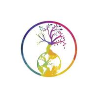 Globe tree vector logo design template. Planet and eco symbol or icon.