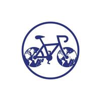 mundo bicicleta día. bicicleta con ruedas en planeta tierra forma icono vector diseño.