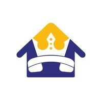 King call vector logo design. Handset and crown icon design.