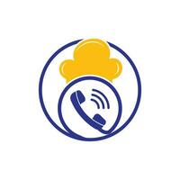 diseño de logotipo de vector de chef de teléfono. diseño de icono de sombrero de chef y auricular.