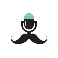 Gentleman podcast logo design template. Mustache podcast icon. vector