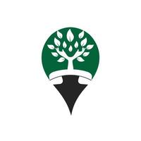 diseño de logotipo de vector de llamada de naturaleza. plantilla de diseño de icono de árbol de mano y auricular.