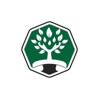 diseño de logotipo de vector de llamada de naturaleza. plantilla de diseño de icono de árbol de mano y auricular.