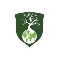 Globe tree vector logo design template. Planet and eco symbol or icon.