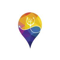 Health stethoscope vector logo design. Stethoscope with tree icon vector design.