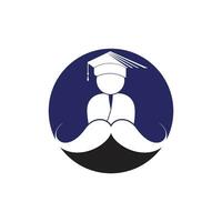 Strong education logo design template. Student with mustache icon design. vector