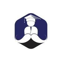 fuerte educación logo diseño modelo. estudiante con Bigote icono diseño. vector