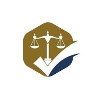 WebLaw firm vector logo design. Law scale with check sign icon vector design.