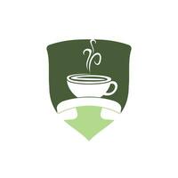 diseño de logotipo de vector de llamada de café. icono de auricular y taza.