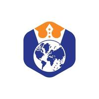 King Planet Vector Logo Design. Globe King Logo Icon Design.