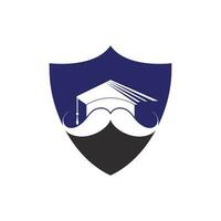 plantilla de diseño de logotipo de educación sólida. graduación de sombrero con diseño de icono de bigote. vector