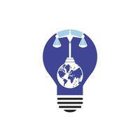 International tribunal and Supreme court logo concept. Scales on globe icon design. vector