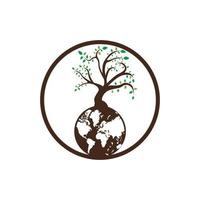 Globe tree vector logo design template. Planet and eco symbol or icon.