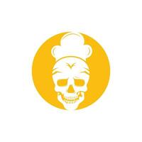 Skull chef vector logo design template. Vector graphics of skull head chef hat combination.