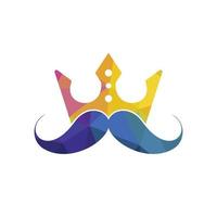 diseño del logotipo del vector del rey del bigote. elegante logotipo de corona de bigote con estilo.