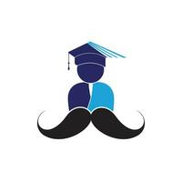 Strong education logo design template. Student with mustache icon design. vector