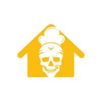 Skull chef vector logo design template. Vector graphics of skull head chef hat combination.