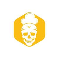 Skull chef vector logo design template. Vector graphics of skull head chef hat combination.