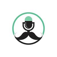 plantilla de diseño de logotipo de podcast de caballero. icono de podcast de bigote. vector