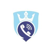 King call vector logo design. Handset and crown icon design.